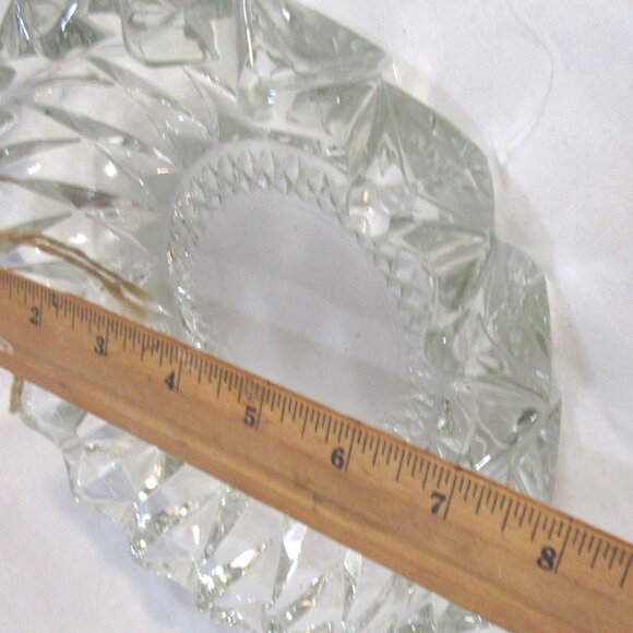 MID CENTURY LEAD CRYSTAL GLASS ASHTRAY 8" - Picture 4 of 5